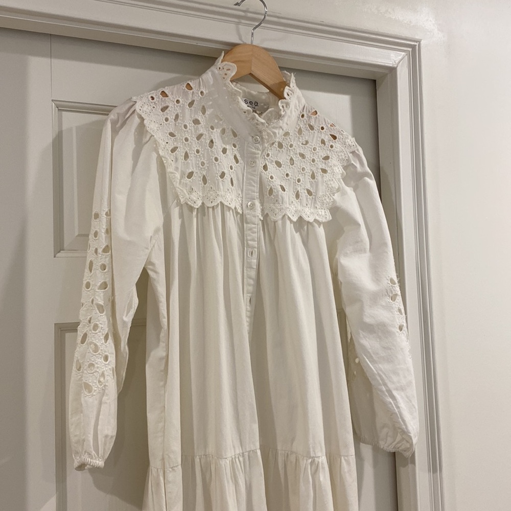 SEA New York Guilherme lace ivory maxi dress
